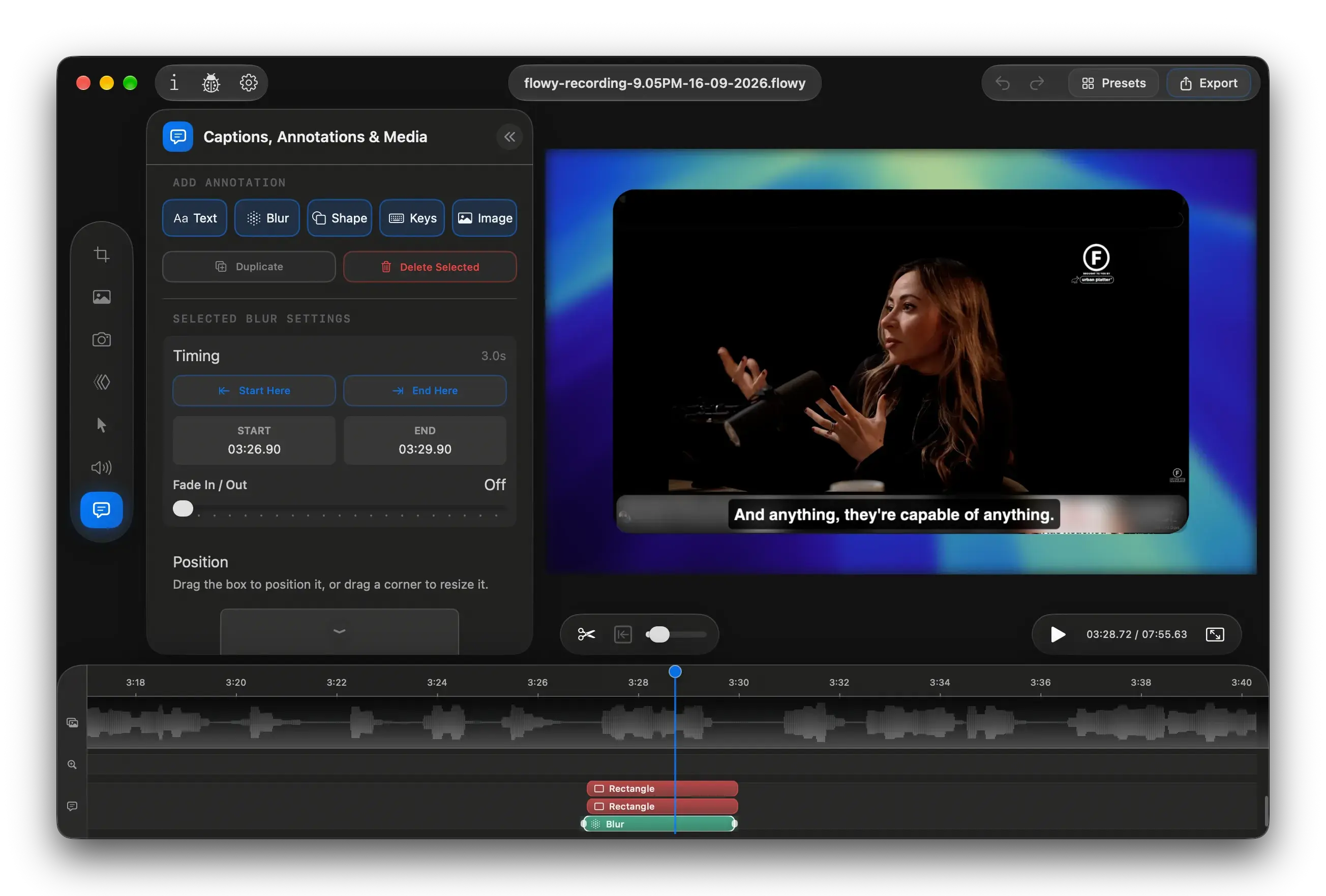 flowy editor interface